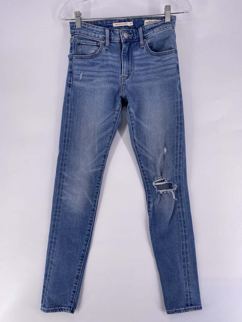 Levis Women’s Size 25x30 721 High Rise Distressed Skinny Jeans
